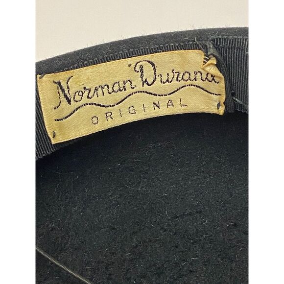 Vtg Norman Durana Womens Rhinestone Pillbox Hat‎ Black One Size - Picture 9 of 13